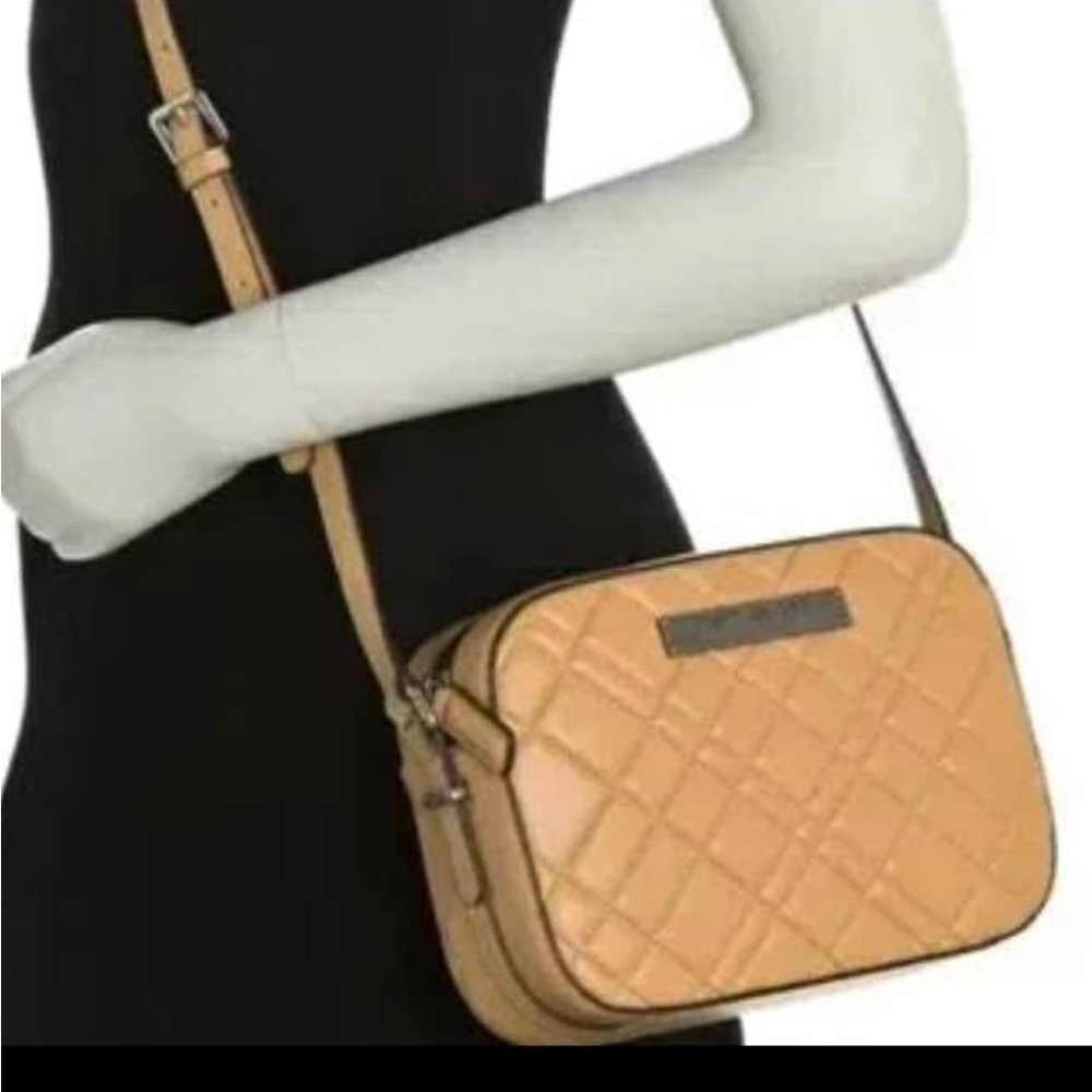 Kurt Geiger Brixton NWOT Tan Leather Quilted Camera Crossbody Bag